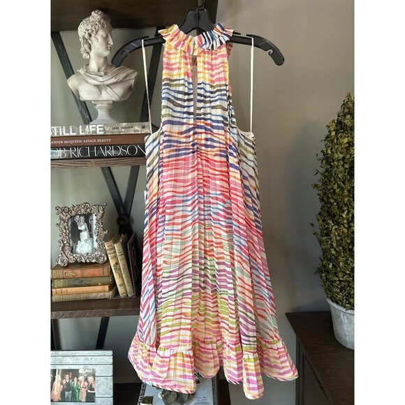 Amur Estfan Pleated Halter Dress Double Rainbow Womens Size 6 - Picture 6 of 9